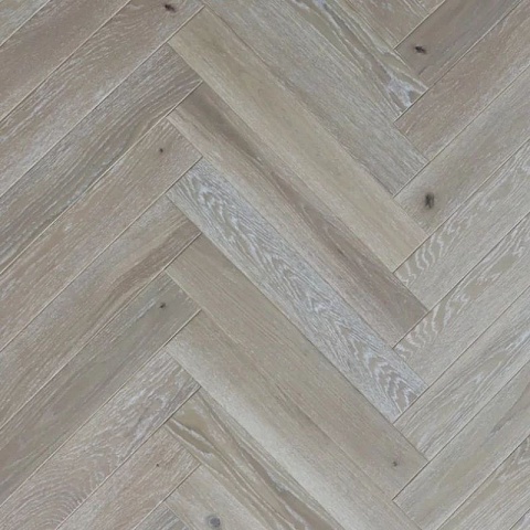 Polarwood Herringbone Дуб АЛЯСКА HB "Англ. ёлка", сорт. Робуст, масло, брашир., фаска 4V, 1-полосный (фото 1)